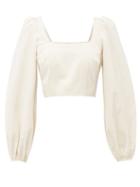 Matchesfashion.com Racil - Pat Square Neck Cotton Blend Faille Cropped Top - Womens - Cream