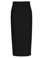 Matchesfashion.com Rochas - Knotted High Rise Cady Pencil Skirt - Womens - Black