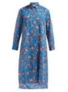Matchesfashion.com Isabel Marant Toile - Eliane Floral Print Cotton Voile Midi Dress - Womens - Blue