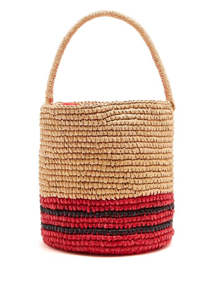 Sensi Studio Stripe Toquilla-straw Basket Bag