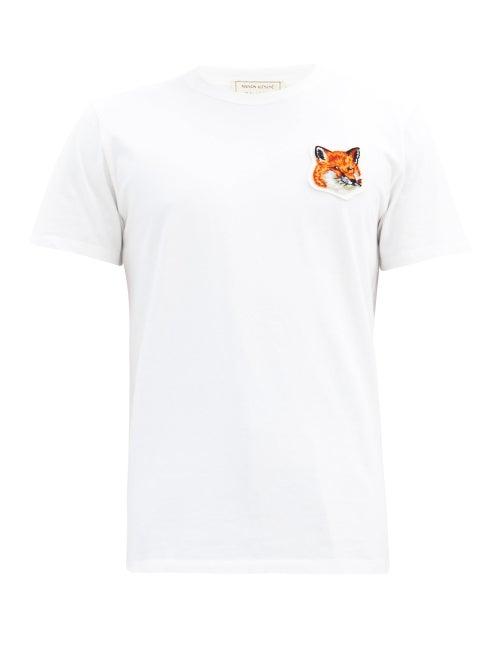 Matchesfashion.com Maison Kitsun - Velvet Fox-head Cotton-jersey T-shirt - Mens - White