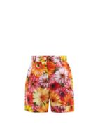 Ladies Rtw Dolce & Gabbana - Gerbera-print Cotton-poplin Shorts - Womens - Orange
