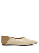 Matchesfashion.com Joseph - Crocodile-effect Leather Collapsible-heel Flats - Womens - Tan