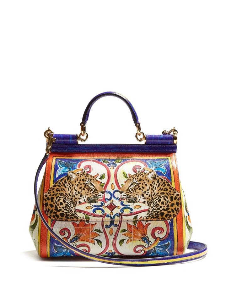 Dolce & Gabbana Sicily Medium Majolica-print Leather Bag