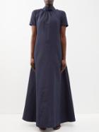 Staud - Ilana Tie-back Cotton-blend Faille Gown - Womens - Navy
