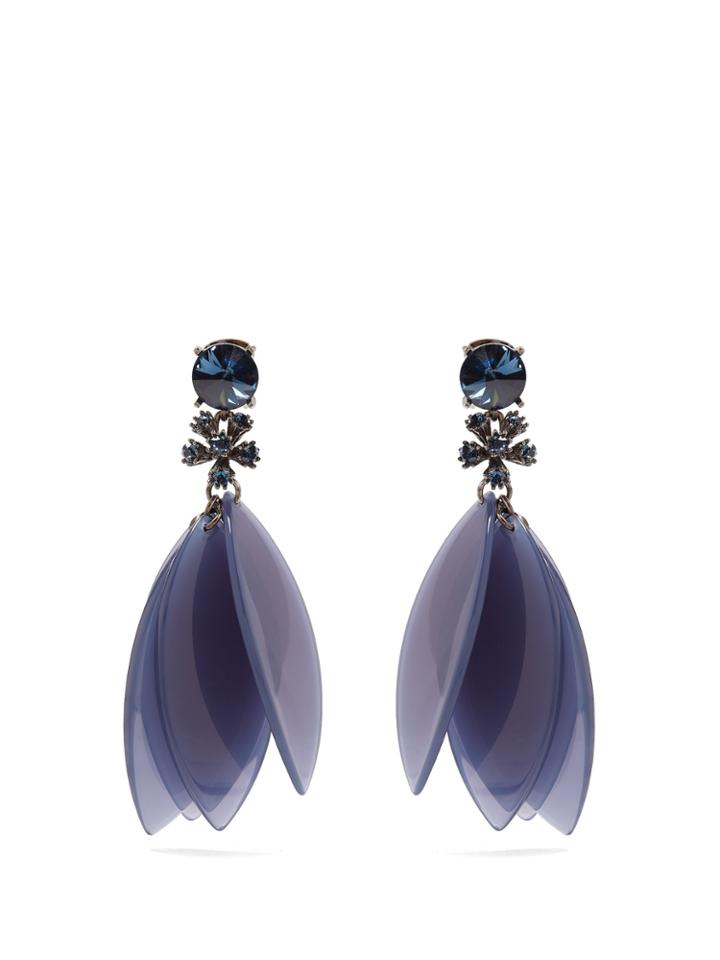 Oscar De La Renta Crystal-embellished Petal Clip-on Earrings