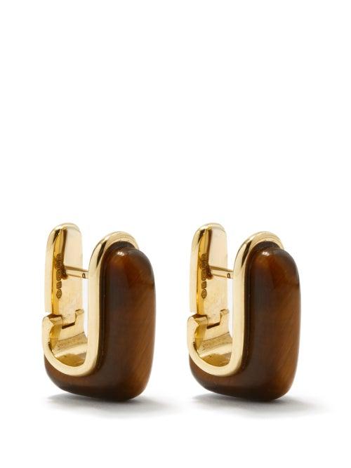 Fernando Jorge - Oblong Tiger's Eye & 18kt Gold Earrings - Womens - Gold Multi