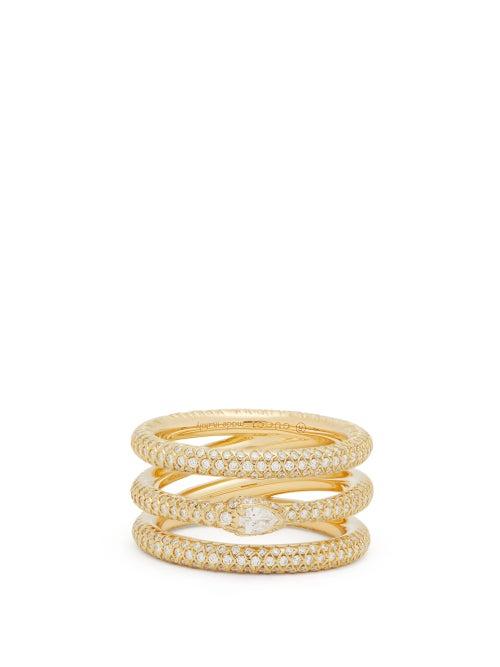 Matchesfashion.com Gucci - Ouroboros 18kt Gold & Diamond Ring - Womens - Gold