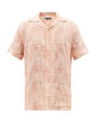 Frescobol Carioca - Lenis-print Linen-voile Shirt - Mens - Light Red
