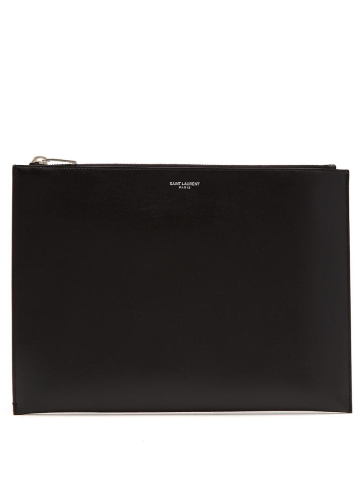 Saint Laurent Leather Bandana-print Pouch