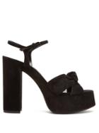Matchesfashion.com Saint Laurent - Bianca Knot-front Suede Platform Sandals - Womens - Black