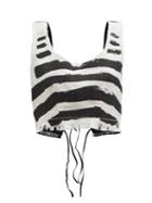 Matchesfashion.com Marni - Brushstroke-print Gauze Cropped Tank Top - Womens - Black Stripe