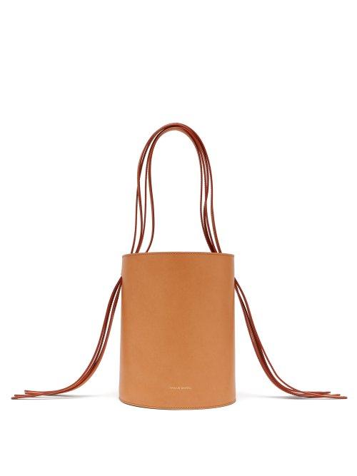 Matchesfashion.com Mansur Gavriel - Fringe Pink Lined Leather Bucket Bag - Womens - Tan