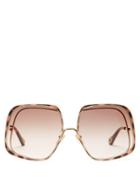 Matchesfashion.com Chlo - Hanah Oversized Square Metal Sunglasses - Womens - Gold