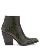 Matchesfashion.com Chlo - Rylee Python Effect Leather Boots - Womens - Dark Grey