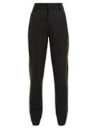 Matchesfashion.com Saint Laurent - Gabardine Piped Trim Tailored Wool Trousers - Womens - Black