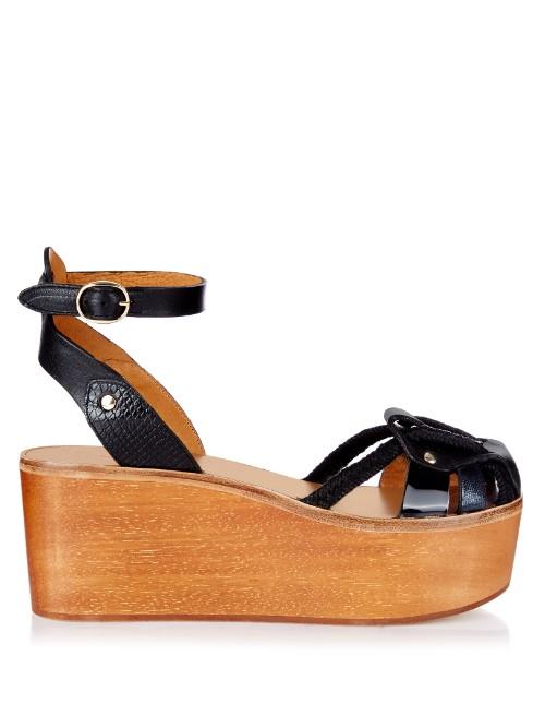 Isabel Marant Zelie Wooden Flatform Sandals