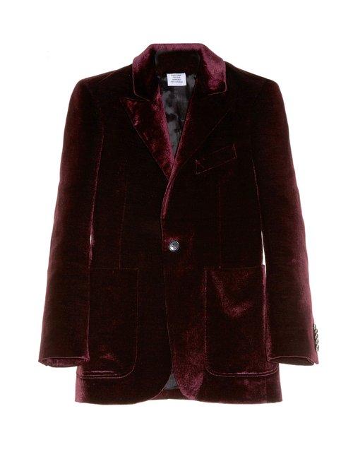 Matchesfashion.com Vetements - Patch Pocket Velvet Blazer - Womens - Burgundy