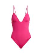 Matchesfashion.com Mara Hoffman - Virginia V Neck Swimsuit - Womens - Fuchsia