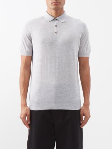 Ghiaia Cashmere - Cashmere Polo Shirt - Mens - Grey