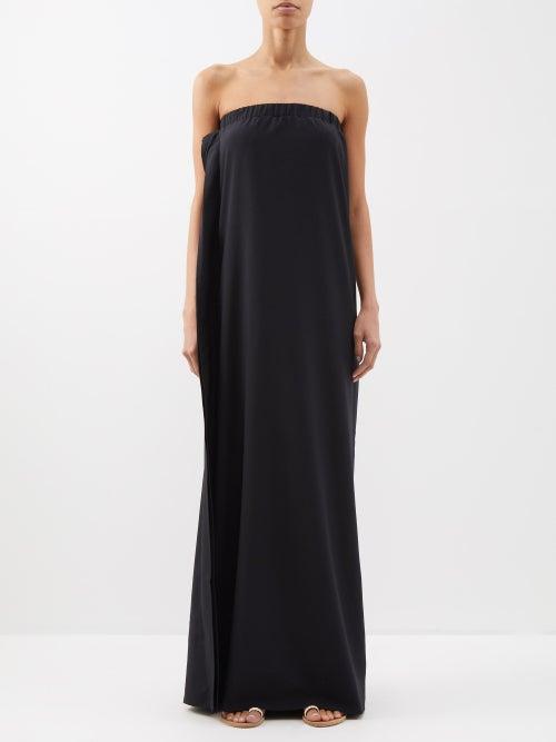 Albus Lumen - Strapless Merino Maxi Dress - Womens - Black