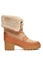 See By Chloé Eileen Lace-up Shearling And Suede Boots
