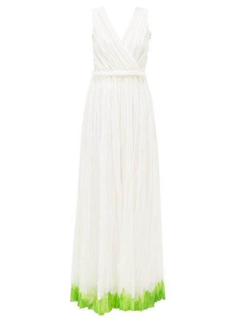 Matchesfashion.com Vika Gazinskaya - Goddess Painted-hem Cotton-blend Batiste Dress - Womens - White