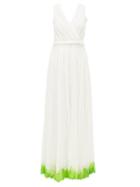 Matchesfashion.com Vika Gazinskaya - Goddess Painted-hem Cotton-blend Batiste Dress - Womens - White