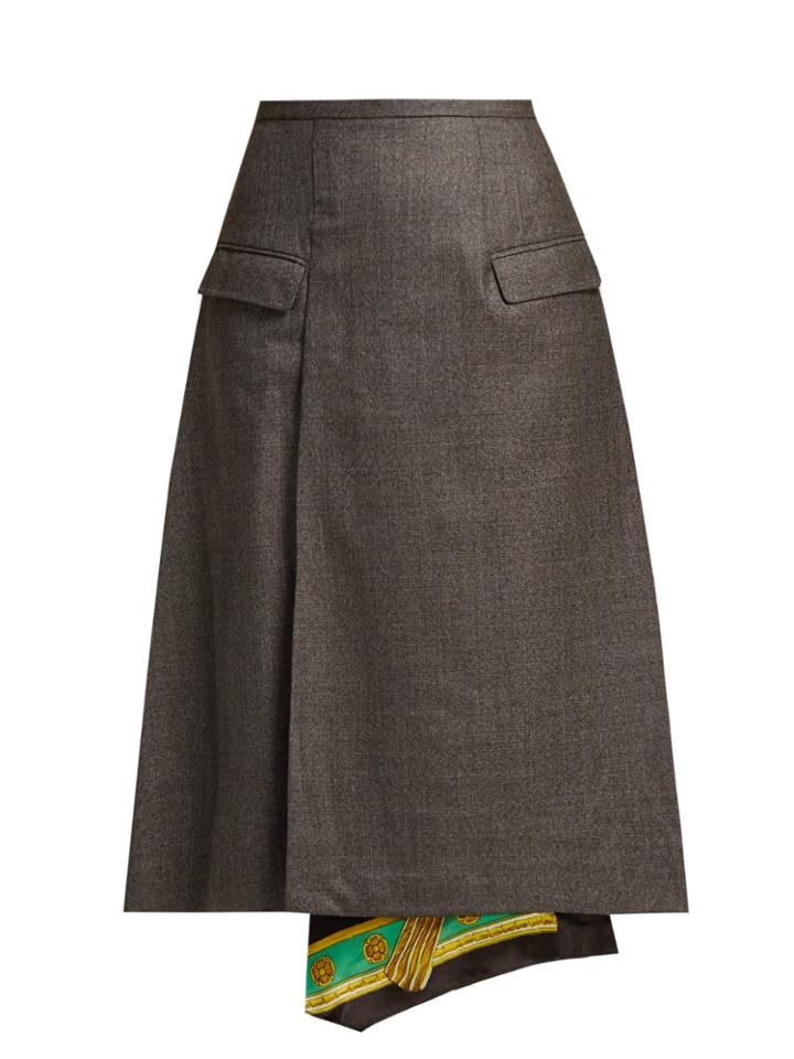 Toga Scarf-lined Wool Skirt