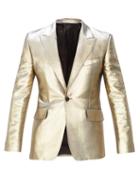 Matchesfashion.com Alexander Mcqueen - Cotton-blend Lam Single-breasted Suit Jacket - Mens - Gold