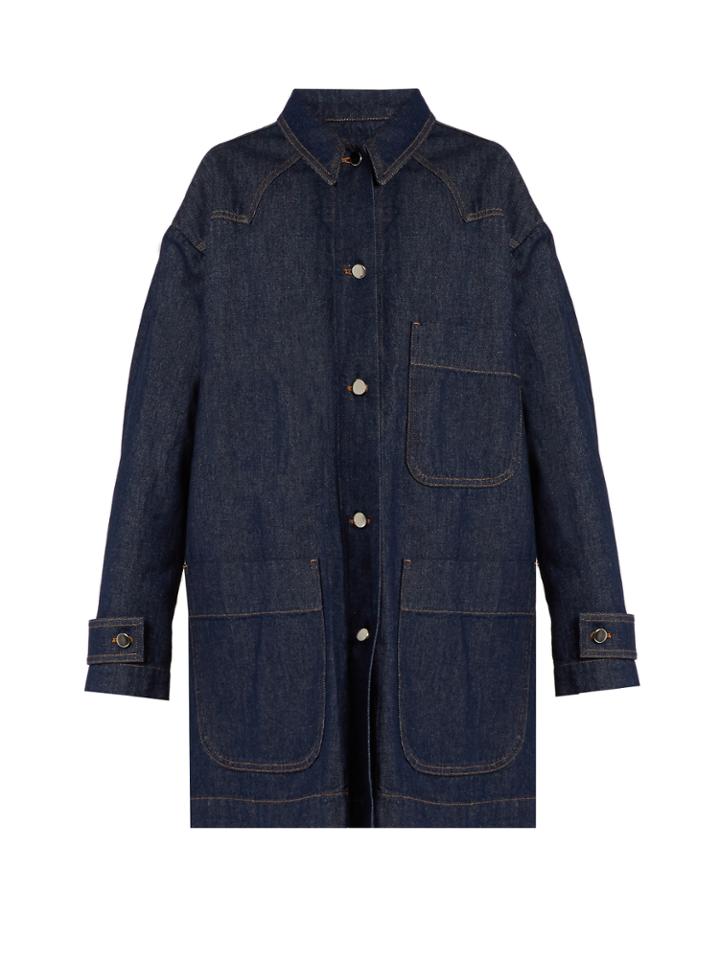Mm6 By Maison Margiela Point-collar Patch-pocket Denim Coat