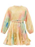 Matchesfashion.com Rhode - Ella Belted Tie-dye Cotton Mini Dress - Womens - Multi