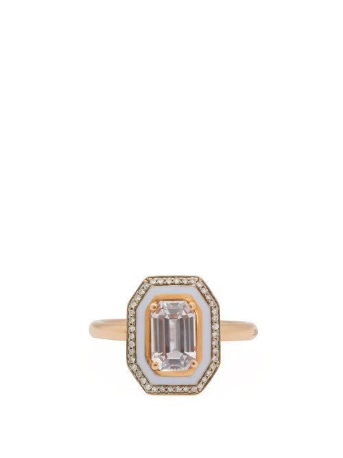 Matchesfashion.com Selim Mouzannar - 18kt Rose Gold, Sapphire, Diamond & Enamel Ring - Womens - Blue