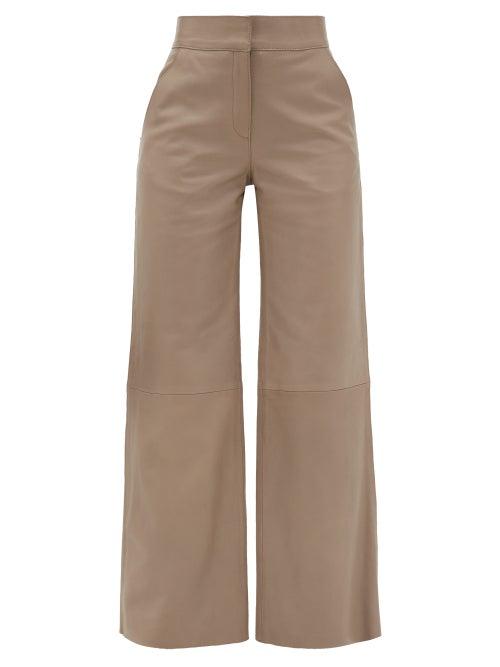 Matchesfashion.com Stand Studio - Megan Leather High-rise Trousers - Womens - Light Grey