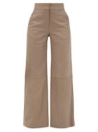 Matchesfashion.com Stand Studio - Megan Leather High-rise Trousers - Womens - Light Grey
