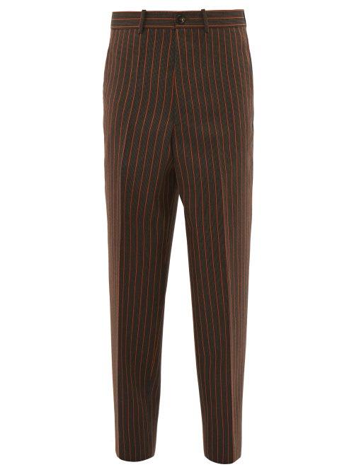 Matchesfashion.com Marni - Pinstriped Wool Trousers - Mens - Orange Multi