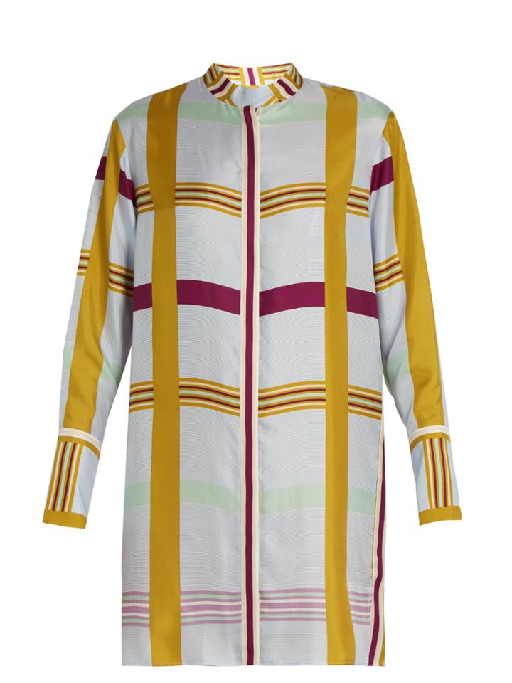 Diane Von Furstenberg Mandarin-collar Silk-twill Shirtdress