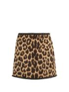 No. 21 Leopard-print Wool-blend Mini Skirt
