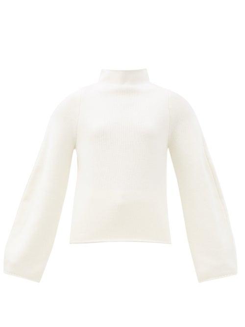 Matchesfashion.com Jil Sander - High-neck Balloon Sleeve Sweater - Womens - White