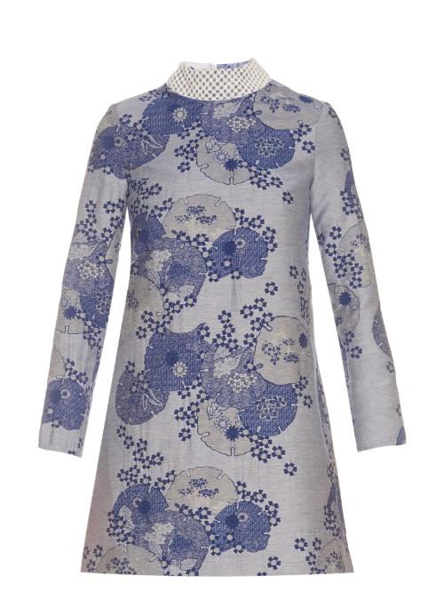 Shrimps Hilary Jacquard Embellished-neck Dress
