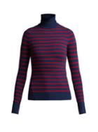 Matchesfashion.com Joostricot - Peachskin Striped Cotton Blend Sweater - Womens - Navy Multi