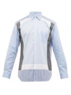 Matchesfashion.com Comme Des Garons Shirt - Pinstripe And Wool Patch Cotton Poplin Shirt - Mens - Multi