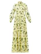 Matchesfashion.com Erdem - Clementine Floral-embroidered Silk-organza Gown - Womens - Yellow