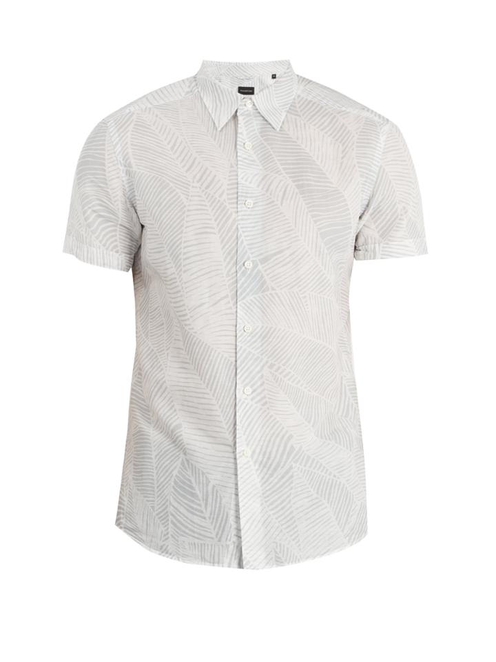 Ermenegildo Zegna Leaf-print Linen-blend Shirt