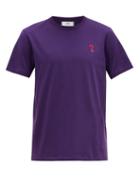 Matchesfashion.com Ami - Ami De Coeur Embroidered Cotton T Shirt - Mens - Purple