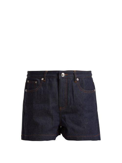 Matchesfashion.com A.p.c. - High Rise Rigid Denim Shorts - Womens - Indigo