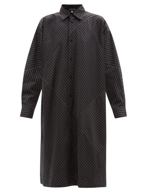 Eskandar - Striped Cotton-twill Shirt Dress - Womens - Black