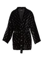 Matchesfashion.com Balenciaga - Eiffel Tower Print Velvet Robe Jacket - Mens - Black