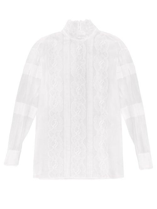 Valentino - Pintucked Lace And Muslin Blouse - Womens - White