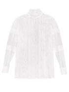 Valentino - Pintucked Lace And Muslin Blouse - Womens - White